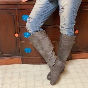 Studed knee high boots